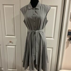 Calvin Klein Gray Button-Down Midi Dress